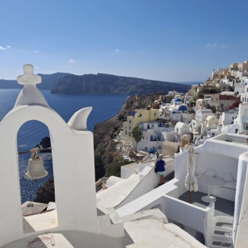 Santorini blue and white church