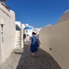Walking the cobbled streets of Santorini